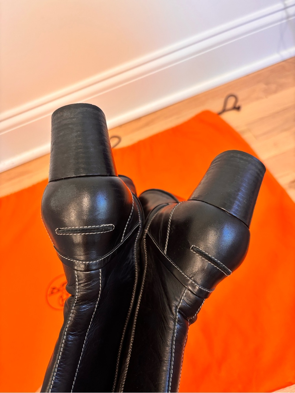 Hermes black leather tall boots with silver colored buckle detail size EU 39 - Picture 10 of 16